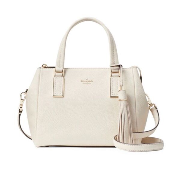 KATE SPADE NEW YORK
Small Tassel-Trim Leather Satchel in SOFT LIMESTONE - Picture 1 of 12